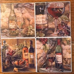 Set of 4 stone coasters with cork backing in gift box.